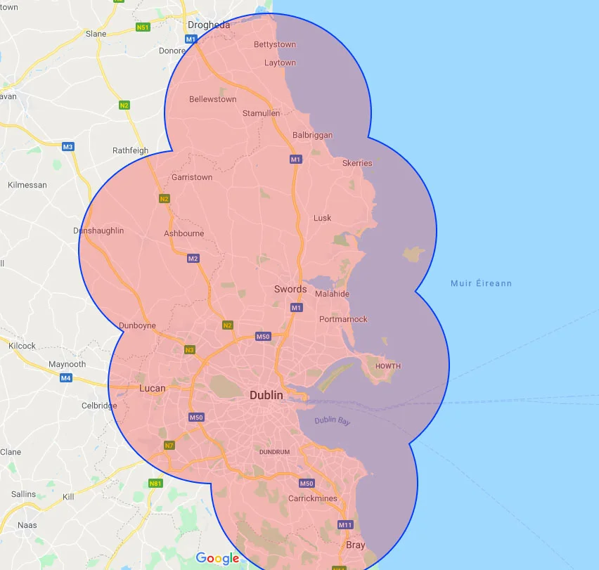 Gazebo hire delivery area map Dublin